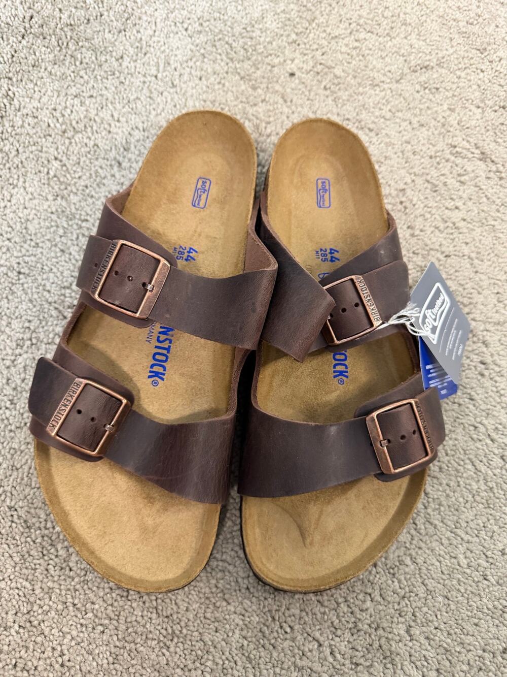 New Birkenstock Arizona Oiled Leather Habana Brown Sandals Size 44 Regular